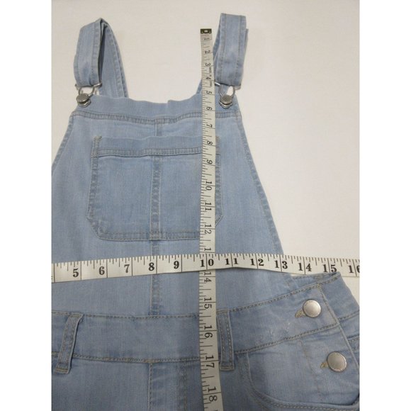 Wax Jeans light wash distressed‎ ankle crop overalls - Picture 9 of 12